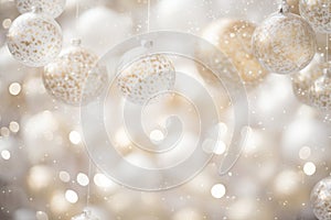 gold and silver christmas decorations on a white background