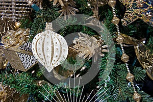 Gold and silver Christmas tree decorations