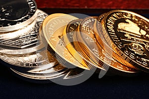 Gold and silver coins photo