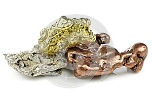 Gold, silver and copper nuggets