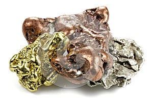 Gold, silver and copper nuggets