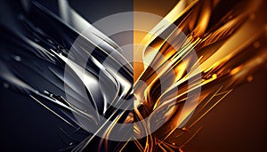 Gold and Silver Cross Colors of Energy Beams Futuristic Tech Background with Glowing Energy Explosion Effect AI Generative