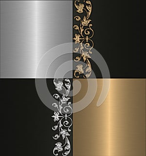 Gold silver end black background