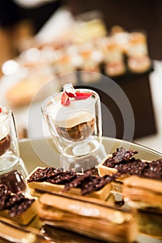 Gold and Silver Foiled Wedding Desserts and Mousses