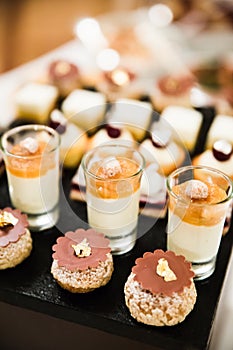 Gold and Silver Foiled Wedding Desserts and Mousses