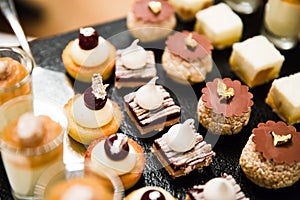 Gold and Silver Foiled Wedding Desserts and Mousses