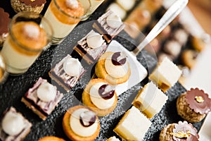 Gold and Silver Foiled Wedding Desserts and Mousses