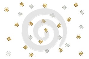 Gold and silver glitter flower paper cut on white background