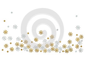 Gold and silver glitter flower paper cut on white background