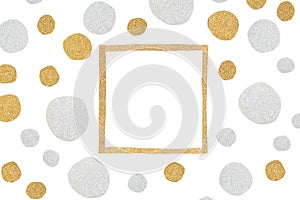 Gold and silver glitter square frame paper cut