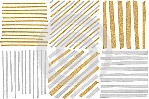 Gold and silver glitter striped pattern paper cut