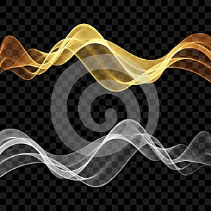 Gold and silver glowing, vector wave. Abstract wave flow.Design element.
