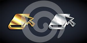 Gold and silver Online book icon isolated on black background. Internet education concept, e-learning resources, distant