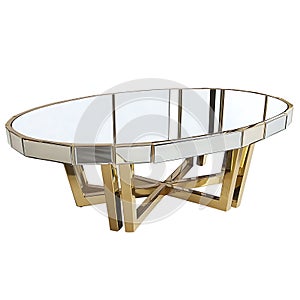Gold and silver oval table with a mirror top