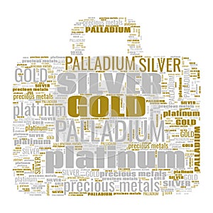 Gold Silver Palladium Platinum Text Shapes Illustration