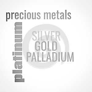 Gold Silver Palladium Platinum Text Shapes Illustration