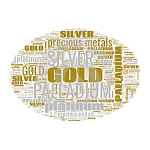 Gold Silver Palladium Platinum Text Shapes Illustration