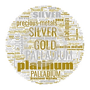 Gold Silver Palladium Platinum Text Shapes Illustration