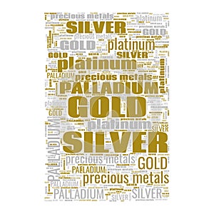 Gold Silver Palladium Platinum Text Shapes Illustration