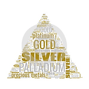 Gold Silver Palladium Platinum Text Shapes Illustration