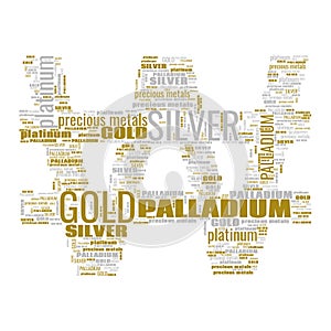 Gold Silver Palladium Platinum Text Shapes Illustration