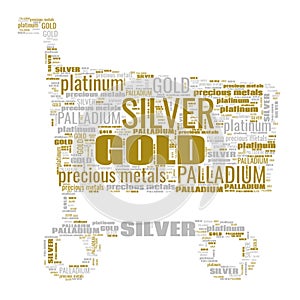 Gold Silver Palladium Platinum Text Shapes Illustration