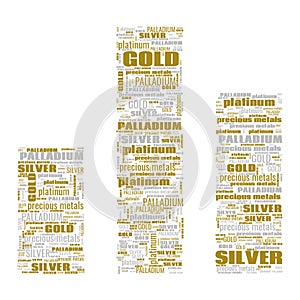 Gold Silver Palladium Platinum Text Shapes Illustration