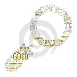 Gold Silver Palladium Platinum Text Shapes Illustration