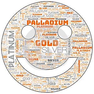 Gold Silver Platinum PALLADIUM Text. Money. Inflation