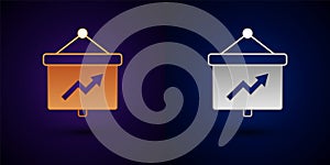 Gold and silver Presentation financial business board with graph, schedule, chart, diagram, infographic, pie graph icon
