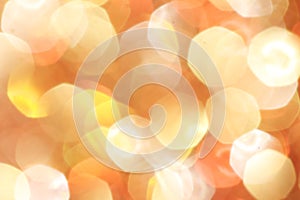 Gold, silver, red, white, orange abstract bokeh lights, defocused background