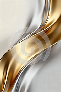 Gold and silver satin fabrics intertwine, creating a luxurious and elegant appearance.