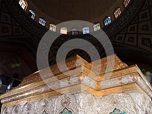 Gold and silver shrine or zarih for Imam Hussain's grave in Karbala, Iraq