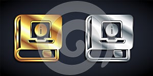 Gold and silver User manual icon isolated on black background. User guide book. Instruction sign. Read before use. Long