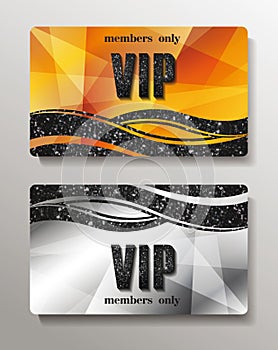 Gold and silver VIP cards with abstract background