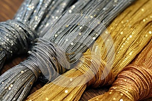 gold and silver zari threads for sari embellishment