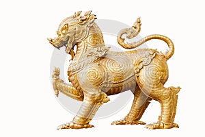 Gold singha on white background