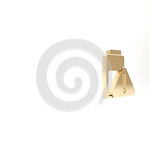 Gold Smartphone battery charge icon isolated on white background. Phone with a low battery charge. 3d illustration 3D
