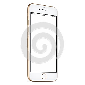 Gold smartphone mock-up CCW slightly rotated with blank screen