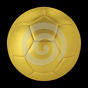 Gold soccer ball on black background. Golden football ball