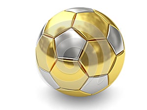 Gold soccer ball on white background