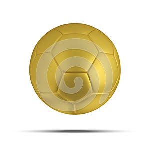 Gold soccer ball on white background. Golden football ball.