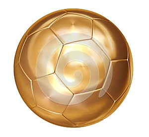 Gold soccer ball on white separated