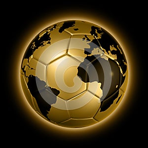 Gold soccer football ball World globe