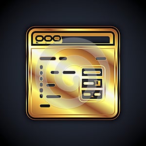 Gold Software, web developer programming code icon isolated on black background. Javascript computer script random parts