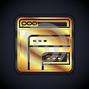 Gold Software, web developer programming code icon isolated on black background. Javascript computer script random parts