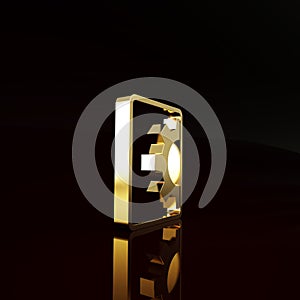 Gold Software, web development, programming concept icon isolated on brown background. Programming language and program