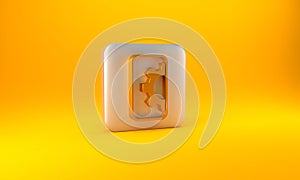 Gold Software, web development, programming concept icon isolated on yellow background. Programming language and program