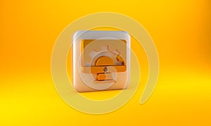 Gold Software, web development, programming concept icon isolated on yellow background. Programming language and program