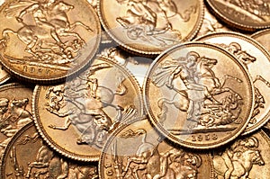 Gold sovereign coins photo